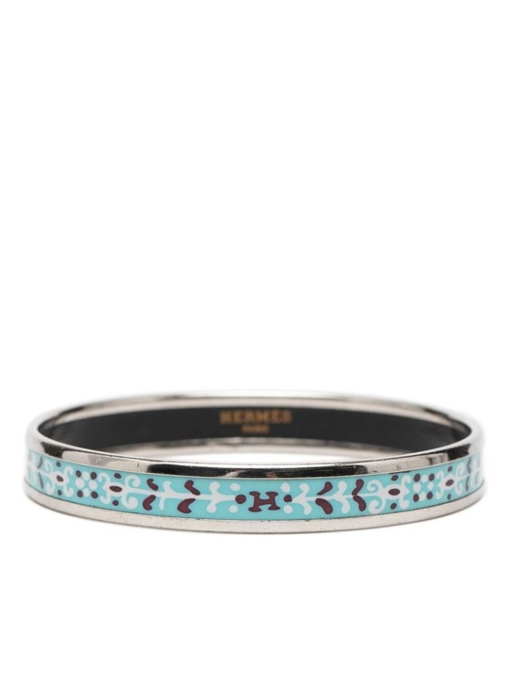 Hermes Enamel PM Cloisonne Bracelet Silver Blue Metal